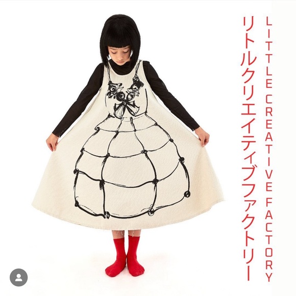 Little Creative Factory Kids Arty Dress in cool printed canvas. - Picture 1 of 4